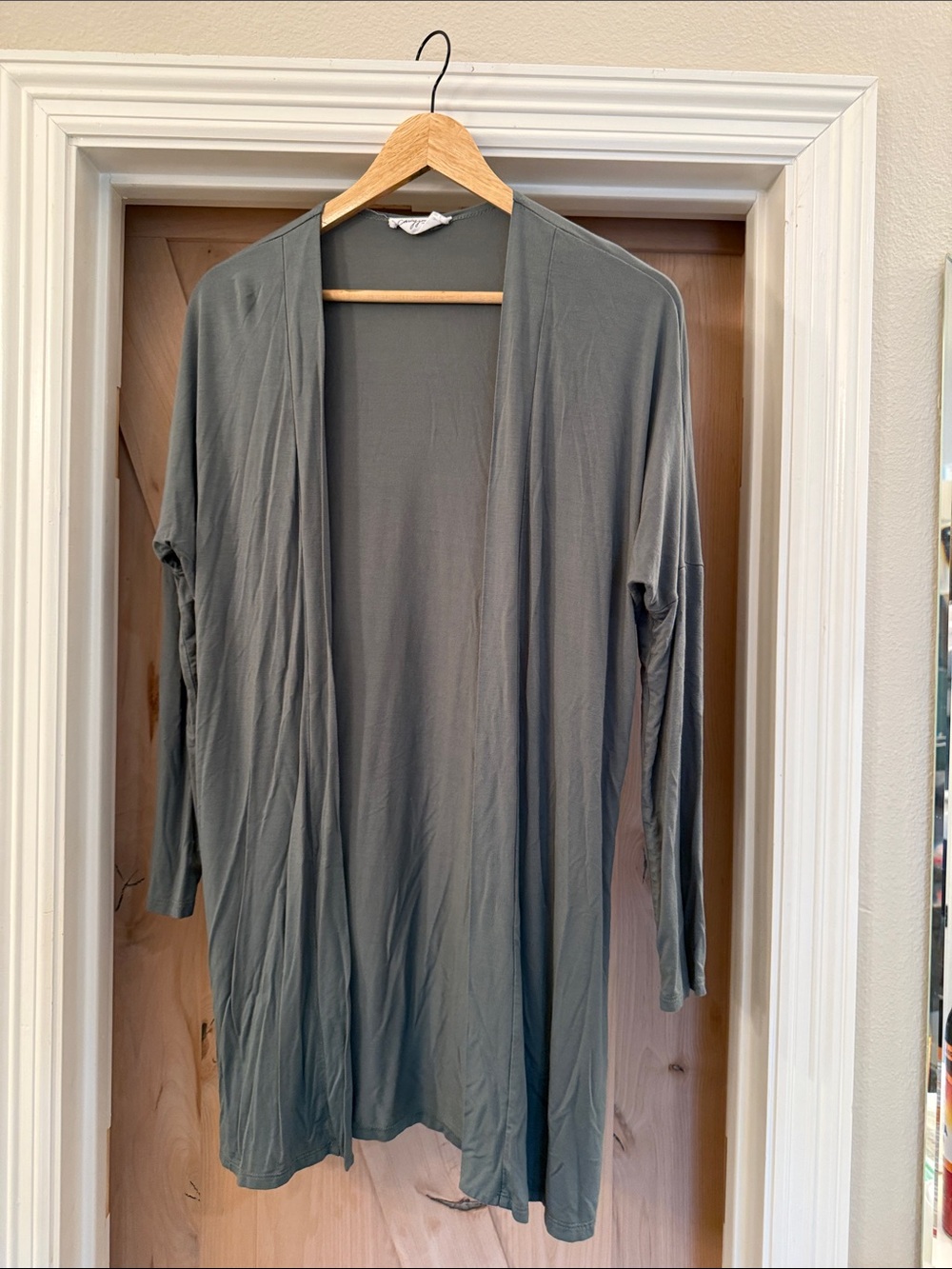 Carly Jean Los Angeles Open-Front Long Cardigan - Olive